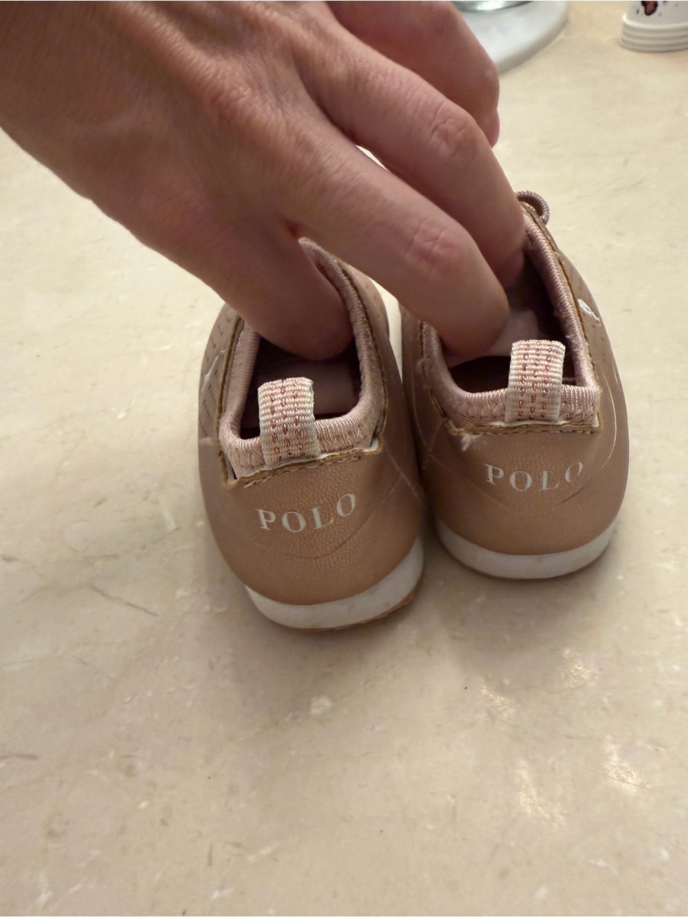 Ralph Lauren Rose-Tone Leather Lace-Up Sneakers - Picture 4 of 6